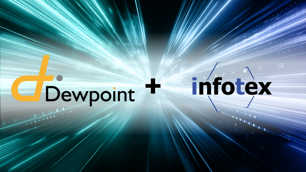 Dewpoint and infotex logos coming together, representing the Dewpoint infotex merger expanding cybersecurity and compliance services
